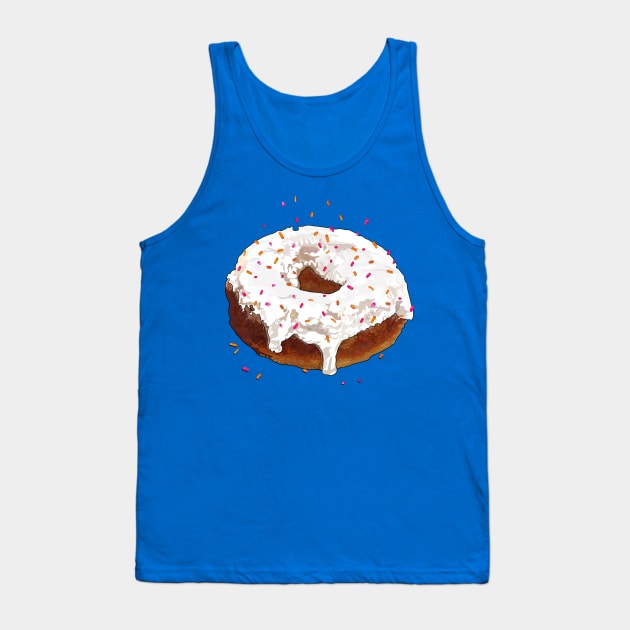 White chocolate doughnut topped with pink & orange sprinkles Tank Top by M[ ]